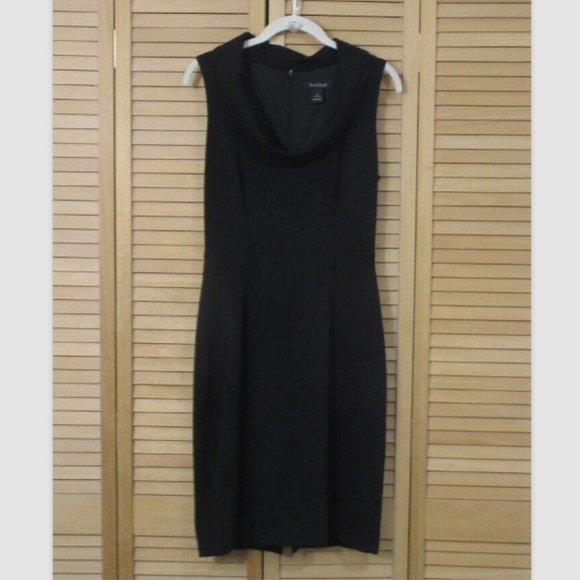 WHBM Black Sleeveless Cowl Neck Sheath Dress Size 8 - Picture 4 of 7
